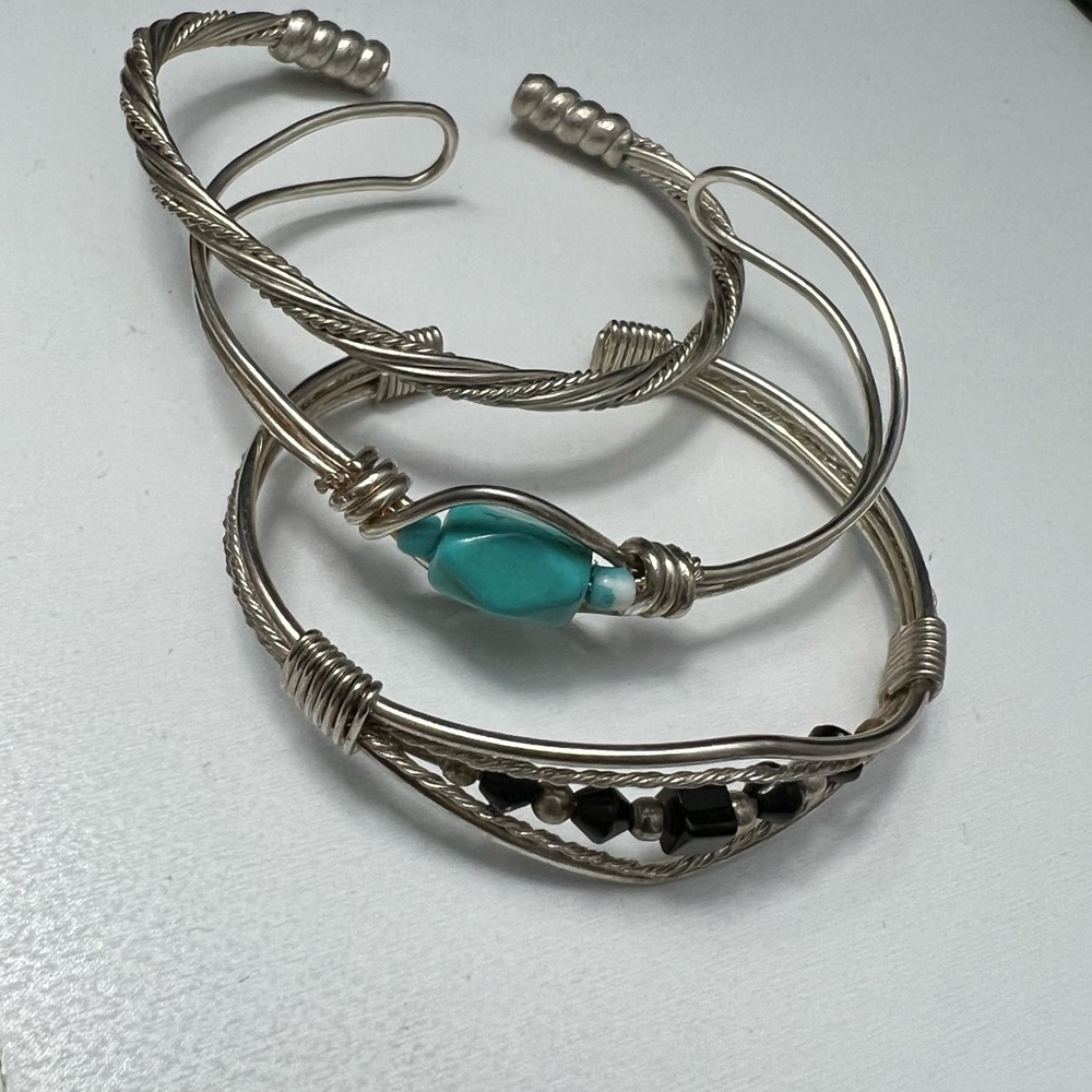 Adjustable silver wire bracelets